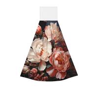 Serviette portable à suspendre pivoines blanches brillantes - Serviette de cuisine en velours super absorbant - Serviette de cuisine pour enfants et adultes