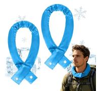 Serviette rafraîchissante avec bouton pression - 63 x 5 cm - Bandana réutilisable instantané pour le travail en plein air, le sport, le jardinage (bleu)