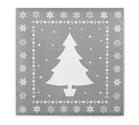 Serviette Sovie Home Arbre Blanc en Argent | Linclass® Airlaid | Flocons de neige de sapin de Noël | 40x40 cm, 12 pièces