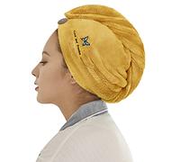 Serviette Super Absorbantes pour Cheveux, Serviette de Séchage pour Femmes et Filles en microfibres Wrap Turban Bain avec Bouton pour Cheveux Longs et courts Séchage Rapidement,Jaune,Taille unique