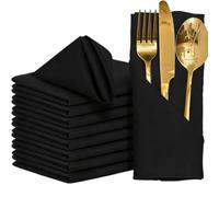 Serviette Table Tissu Lot de 12 Serviettes De Table en Sergé De Polyester Et Coton Noires 50 X 50 cm Idéa pour Mariages Dîners a La Maison Ou a L'Hôtel