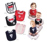 Serviette Tuedo Imperméable Pour Le Dîner, Bavoir D'alimentation Pour Bébé, Lingettes Humides, Rouge, Noeud Papillon, Amovible