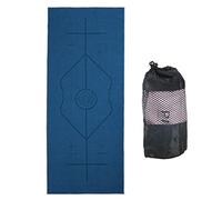 Serviette Yoga Antidérapante, Serviette de Yoga Grip, Ligne de Position, Une Bonne Adhérence Au Sol Anti-bactérien et léger Serviette Tapis Yoga Parfaite pour Le Hot Yoga avec Poche à Cordon,Bleu
