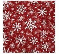 Servietten Weihnachten Lot de 20 serviettes de table flocons de neige blancs sur rouge - Pour l'hiver et Noël - Décoration de table 33 x 33 cm