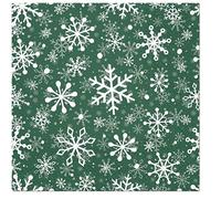 Servietten Weihnachten Lot de 20 serviettes de table flocons de neige blancs sur vert - Pour l'hiver et Noël - Décoration de table 33 x 33 cm