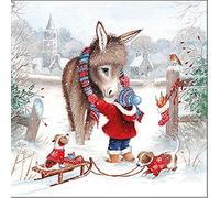 Servietten Weihnachten Lot de 20 serviettes en papier motif animaux en hiver - Pour enfant - Décoration de table 33 x 33 cm, multicolore