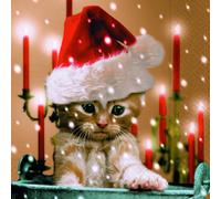Servietten Weihnachten Lot de 20 serviettes en papier Motif chat rêvé 33 x 33 cm