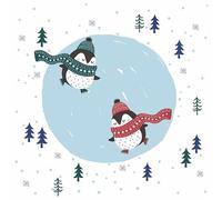 Servietten Weihnachten Lot de 20 serviettes en papier Motif pingouin Skating | Animaux | Hiver | Noël | Décoration de table 33 x 33 cm