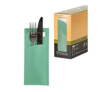 serviettendirekt.de ALLES FÜR DEN GEDECKTEN TISCH Prime Fit Lot de 100 sacs à couverts en eucalyptus 85 x 190 mm avec serviette en papier blanc