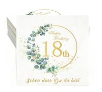 Serviettes 18 anniversaire,36pcs de serviettes d'anniversaire,3-couche Happy Birthday Serviette Eucalyptus 18e anniversaire fille garçon décoration de table d'anniversaire serviettesen papier 33x33cm