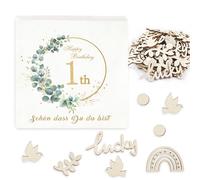 Serviettes 1er Anniversaire,32 Pièces Serviettes D'Anniversaire Vertes avec Décoration Dispersée Happy Birthday Eucalyptus pour Décoration de Fête D'Enfant Table Premier Anniversaire Fille Garçon