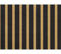 Serviettes 33x33cm rayées 20 pièces noir or