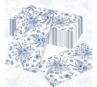 serviettes à cocktail fleuries bleu poussiéreux serviettes en papier à fleurs jetables pour le mariage la fête de mariage la fête de bébé l'anniversaire le dîner le thé la cuisine