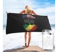 Serviettes Américain d'origine Congolaise Drapeau du Congo Drap De Bain Portable Serviette De Plage Légère Drap De Plage pour Natation Voyage Piscine 70X140Cm