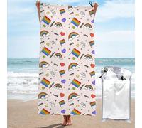 Serviettes Amour des Cœurs Rainbow Absorbante Serviettes De Spa Confortable Peignoir De Bain pour Sauna Piscine Surf 80X130Cm