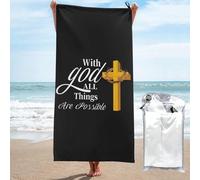 Serviettes avec Dieu, Tout Est Possible (Matthieu 19.26) Drap De Bain Séchage Rapide Serviette De Plage sans Sable Drap De Plage pour Natation Piscine Voyage 70X140Cm
