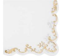 Serviettes Blanc Or Or 33x33cm | 12 pièces