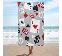 Serviettes Casino De Cartes Serviette De Plage Séchage Rapide Serviette De Sauna Facile À Entretenir Drap De Bain pour Sport Piscine Voyage 80X130CM