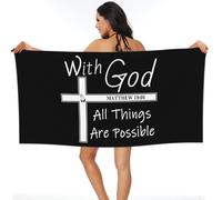 Serviettes Christianisme Et Foi en Jésus-Christ : avec Dieu, Tout Est Possible Drap De Bain Premium Serviette De Plage Légère Drap De Plage pour Sport Voyage Natation 80X130CM