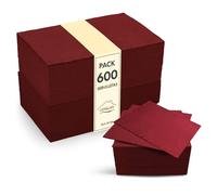 Serviettes Cocktail Biodégradables, Paquet de 600 unités 10 x 10cm pliées, serviettes papier micropoint modernes et rustiques pour vos occasions spéciales 20 x 20 ouvertes - LAN&LAN (Bordeaux)