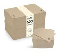 Serviettes Cocktail Biodégradables, Paquet de 600 unités 10 x 10cm pliées, serviettes papier micropoint modernes et rustiques pour vos occasions spéciales 20 x 20 ouvertes - LAN&LAN (Naturel)