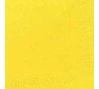 Serviettes Cocktail Duni 3 plis cellulose uni jaune, 24 x 24 cm, 250 pièces