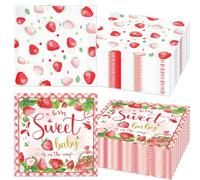 serviettes cocktail sucrées à la fraise et aux baies jetables serviettes en papier berry party supplies pour babyshower birthday 6.5x6.5 inch