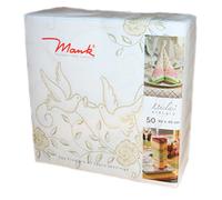 Serviettes Crème de Or Mariage avec Pigeons Décoration de table Serviettes Rides 50 pièces 40 x 40 cm