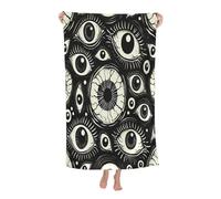 Serviettes De Bain Halloween Effrayant Yeux Noirs Drap De Plage Doux Hautement Absorbant Natation Bain Serviette, pour La Natation, Douche, Randonnée, 80x130cm
