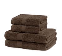 Serviettes de bain - Lot de 2 draps 70x140 cm + 2 serviettes 50x100 cm - Coton - Marron - Écologique