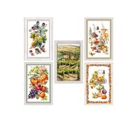 Serviettes de cuisine en coton : 5 pièces 50x70 cm - Motifs d'automne - avec bou