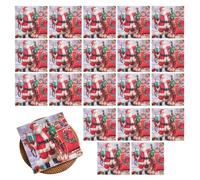 Serviettes de dîner de Noël, Serviettes en papier de Noël | Serviettes de Noël Père Noël 20 pièces, serviette en papier imprimée | Serviette carrée pour invités Serviettes décoratives