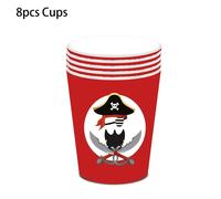 Serviettes De Fête Pirate, Assiettes, Tasses, Nappes, Bannière, Ballon Crâne De Pirate, Décoration De Fête D'anniversaire Sur Le Thème Des Pirates Des Caraïbes Pour Enfants-10pcs Cups
