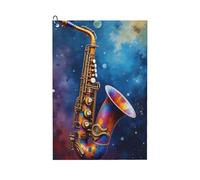 Serviettes de golf pour homme et femme - 61 x 40,6 cm - Imprimé saxophone galaxie coloré n° 4 - Serviette absorbante à séchage rapide pour balle de nettoyage et sac de club - Accessoires avec