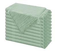 Serviettes de mariage en gaze de coton 32x32cm, 10 pièces, serviette de thé réutilisable à garniture verte, serviettes rustiques rétro à bavures pour décoration de Table de fête 10PCS Light yellow