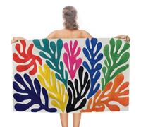 Serviettes de plage colorées en microfibre sans sable - Formes semblables au corail - Composition abstraite - Multi-usage - Absorbantes pour salle de bain et piscine - 130 x 80 cm