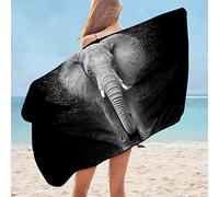 Serviettes de Plage, Serviette de de Bains imprimée 3D Elephant Teinture de de Bain imprimée Noir et Blanc Serviette de Douche (Size : 100x180cm)