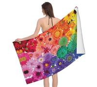 Serviettes De Spa Fleurs Rainbow Confortable Serviette De Plage Douce Draps De Douche pour Piscine Voyage Camping 80X130Cm