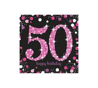 serviettes de table 50 ans noir/rose 33x33 cm 16 pièces