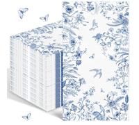 Serviettes de table à fleurs bleues, décoration florale vintage, serviettes jetables, serviettes bleues et blanches, parfaites pour les anniversaires, les fêtes, les mariages, les communions et les