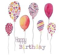Serviettes de table - AMBIENTE - Paquet de 20 - 3 plis - 33x33cm - En papier de soie - Jetable - Motif ballons d'anniversaire