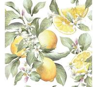 Serviettes de table - AMBIENTE - Paquet de 20 - 3 plis - 33x33cm - En papier de soie - Jetable - Motif citron