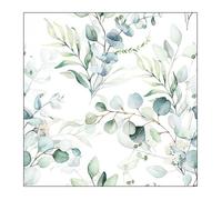 Serviettes de table - AMBIENTE - Paquet de 20 - 3 plis - 33x33cm - En papier de soie - Jetable - Motif eucalyptus