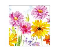 Serviettes de table - AMBIENTE - Paquet de 20 - 3 plis - 33x33cm - En papier de soie - Jetable - Motif fleurs de joie