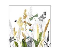 Serviettes de table - AMBIENTE - Paquet de 20 - 3 plis - 33x33cm - En papier de soie - Jetable - Motif fleurs ornementales blanches