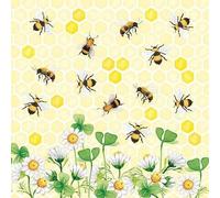Serviettes de table - AMBIENTE - Paquet de 20 - 3 plis - 33x33cm - En papier de soie - Jetable - Motif joie des abeilles