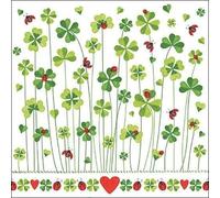 Serviettes de table - AMBIENTE - Paquet de 20 - 3 plis - 33x33cm - En papier de soie - Jetable - Motif trèfle bonne chance