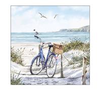 Serviettes de table - AMBIENTE - Paquet de 20 - 3 plis - 33x33cm - En papier de soie - Jetable - Motif vélo à la plage