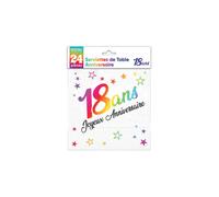 Serviettes de table - Anniversaire - 18 ans - Blanc et Multicolore - 33x33cm - 24 pièces