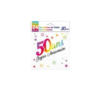 Serviettes de table - Anniversaire - 50 ans - Blanc et Multicolore - 24 pièces - 3 plis